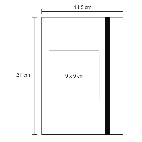Plantilla con medidas y área de impresión de Libreta Cork