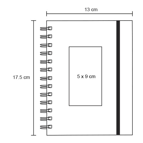 Plantilla con medidas y área de impresión de Libreta Eco Note