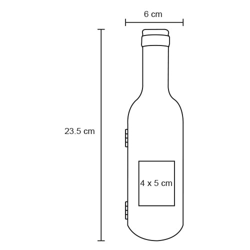 Plantilla con medidas y área de impresión de Set de Vino Borgoña