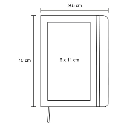Plantilla con medidas y área de impresión de Mini Libreta Mini Premium