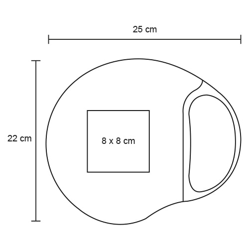Plantilla con medidas y área de impresión de Mousepad Rug