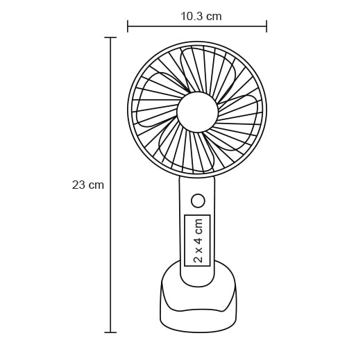 Plantilla con medidas y área de impresión de Ventilador Fan