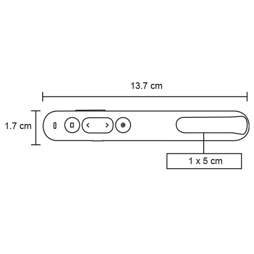 Plantilla con medidas y área de impresión de Control Pointer