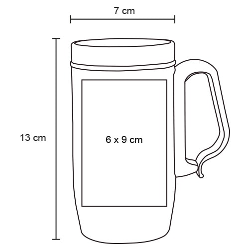 Plantilla con medidas y área de impresión de Taza Korale