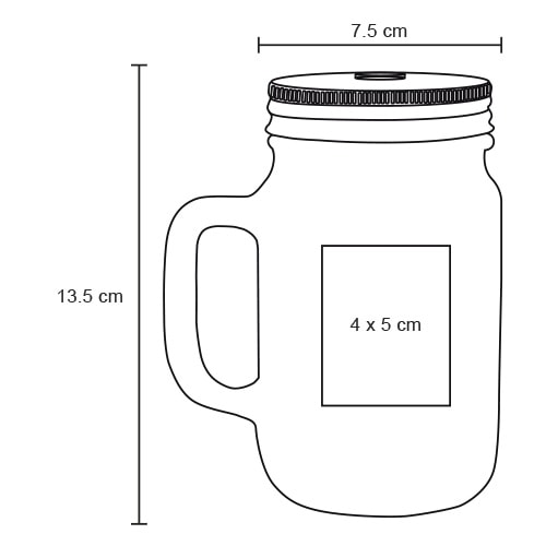 Plantilla con medidas y área de impresión de Vaso Abelo