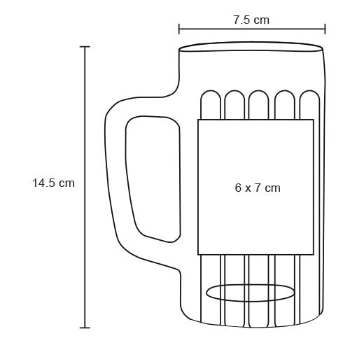 Plantilla con medidas y área de impresión de Tarro Beer