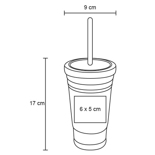 Plantilla con medidas y área de impresión de Termo Latte