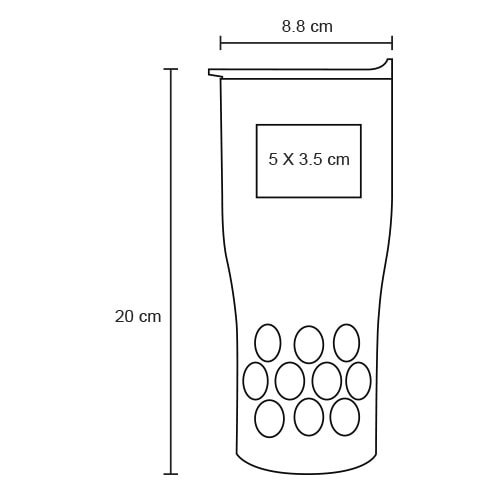 Plantilla con medidas y área de impresión de Termo Ristretto