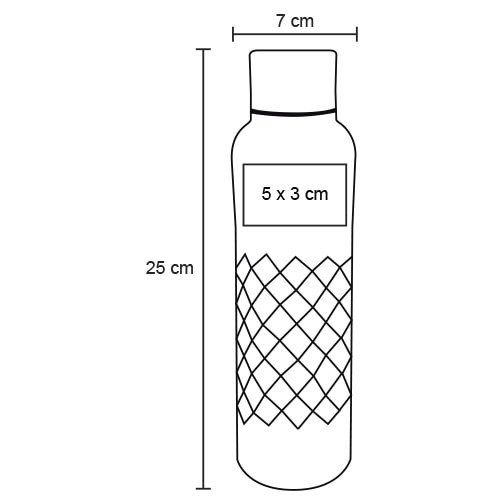 Plantilla con medidas y área de impresión de Cilindro Quartz