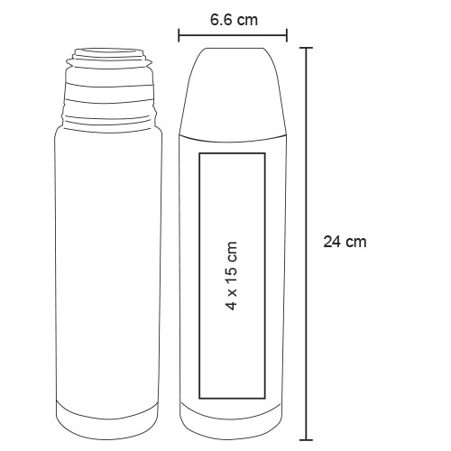 Plantilla con medidas y área de impresión de Termo Tower