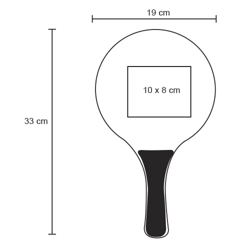 Plantilla con medidas y área de impresión de Juego de Raquetas Agassi